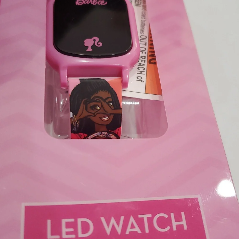 Barbie pink‎ multi Barbie monogram face LED watch brand new